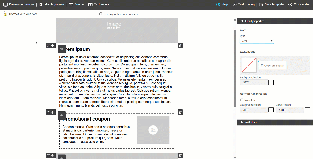 Preview of dynamic block