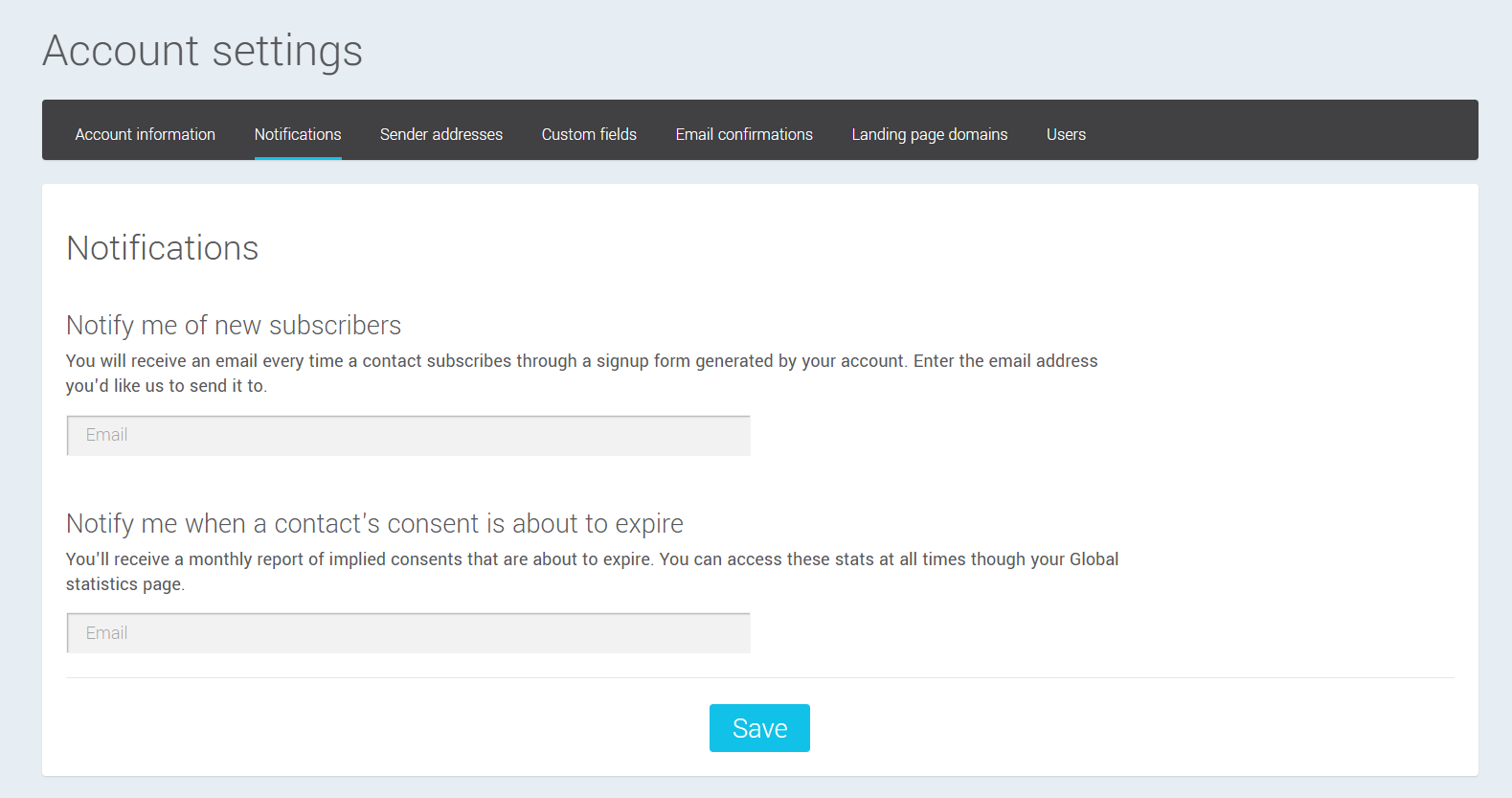 Account settings (notifications)