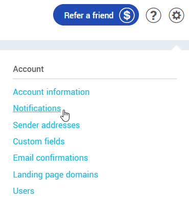 Settings and configurations : Notifications