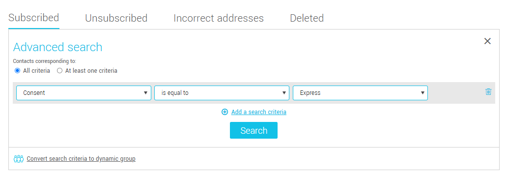 Contacts advanced search