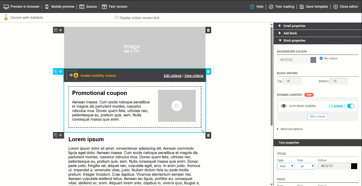 Add a criterion to your dynamic block