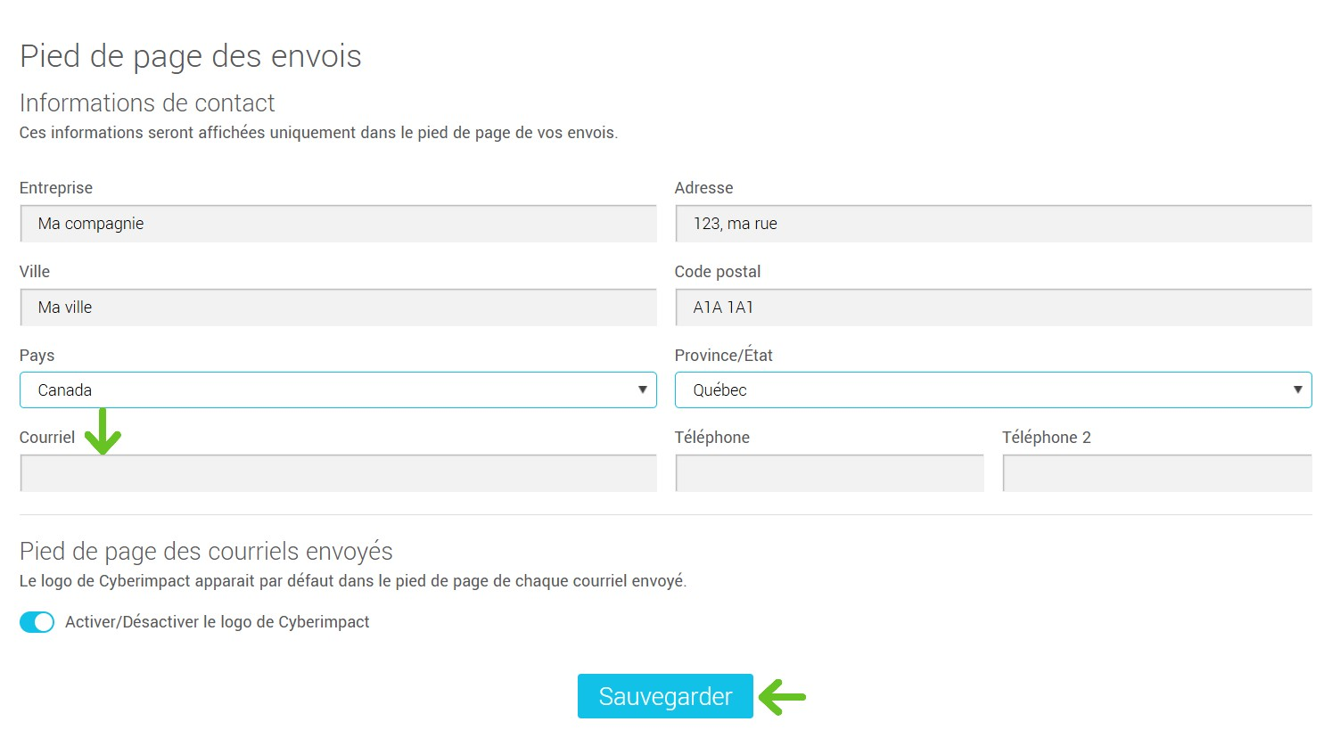 Ajouter votre adresse courriel
