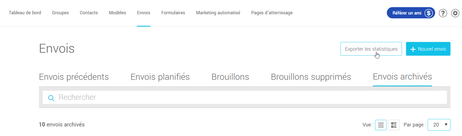 Exporter les statistiques