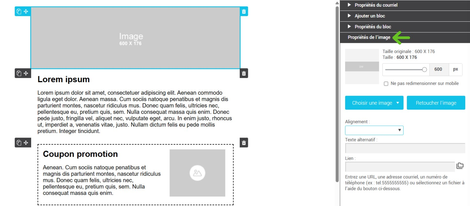 Propriétés de l'image