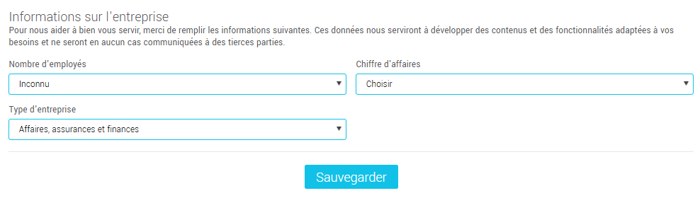 Ajout d'information sur l'entreprise